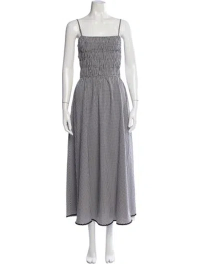 Pre-owned Solid & Striped Plaid Print Midi Length Dress In Black