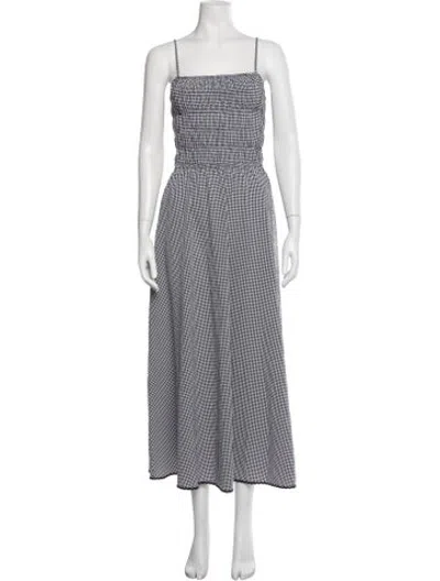 Pre-owned Solid & Striped Plaid Print Midi Length Dress In Black