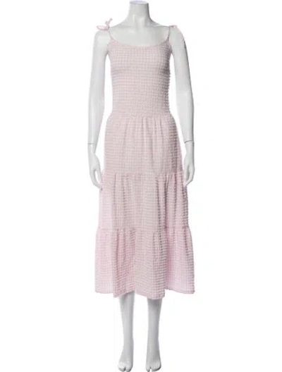 Pre-owned Solid & Striped Plaid Print Midi Length Dress In Pink