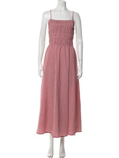 Pre-owned Solid & Striped Plaid Print Midi Length Dress W/ Tags In Pink