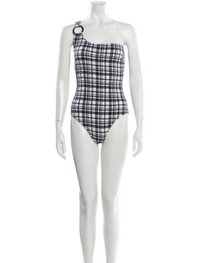 Pre-owned Solid & Striped Plaid Print One-piece W/ Tags In White