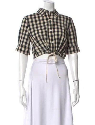 Pre-owned Solid & Striped Plaid Print Short Sleeve Crop Top In Multicolor