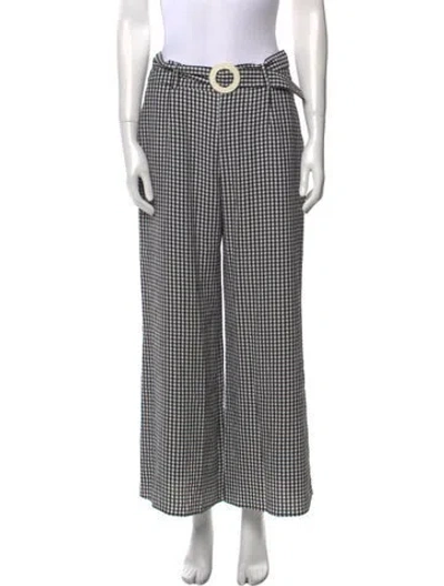 Pre-owned Solid & Striped Plaid Print Wide Leg Pants In Black