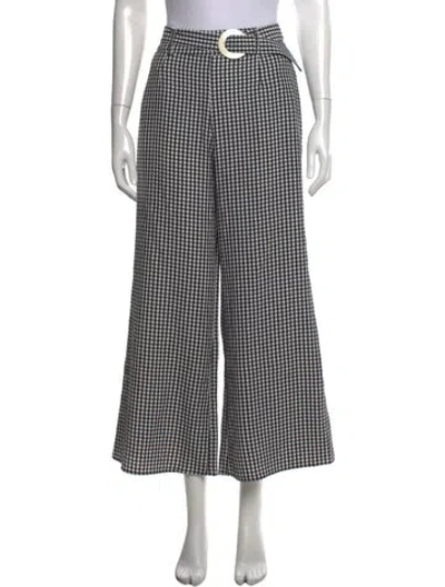 Pre-owned Solid & Striped Plaid Print Wide Leg Pants In Black
