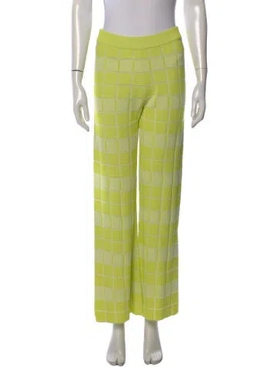 Pre-owned Solid & Striped Plaid Print Wide Leg Pants W/ Tags In Green