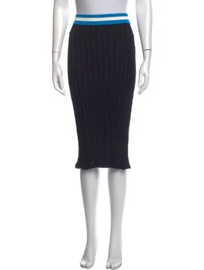Pre-owned Solid & Striped Pleated Accents Midi Length Skirt W/ Tags In Black