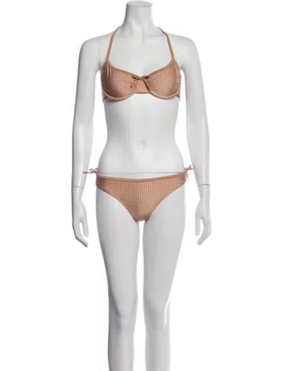 Pre-owned Solid & Striped Polka Dot Print Bikini W/ Tags In Neutral