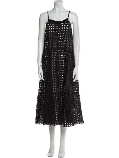 Pre-owned Solid & Striped Polka Dot Print Long Dress In Black