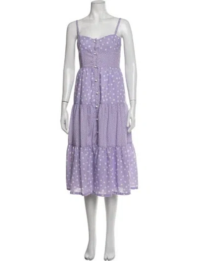 Pre-owned Solid & Striped Polka Dot Print Long Dress In Purple