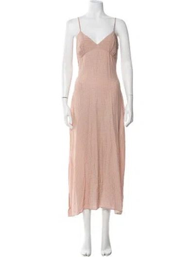 Pre-owned Solid & Striped Polka Dot Print Midi Length Dress In Pink