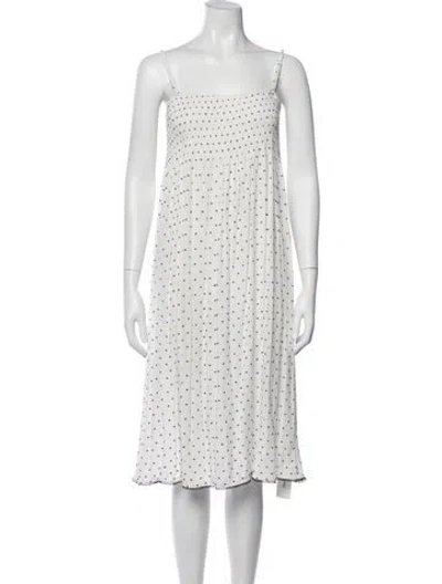 Pre-owned Solid & Striped Polka Dot Print Midi Length Dress In White