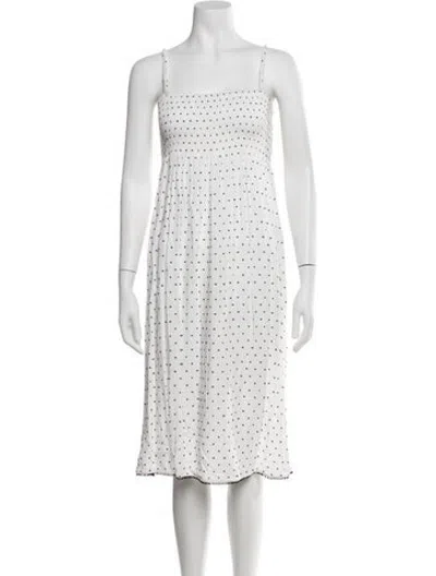 Pre-owned Solid & Striped Polka Dot Print Midi Length Dress In White