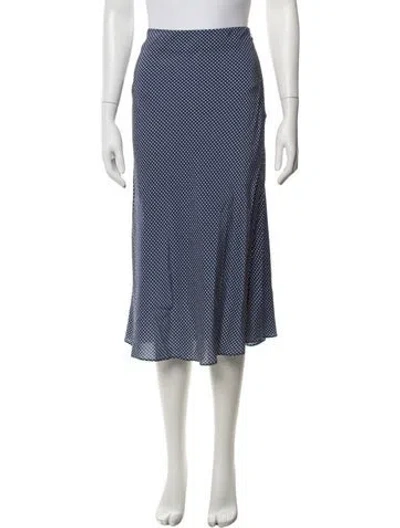 Pre-owned Solid & Striped Polka Dot Print Midi Length Skirt In Blue