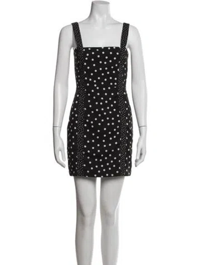Pre-owned Solid & Striped Polka Dot Print Mini Dress In Black