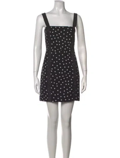 Pre-owned Solid & Striped Polka Dot Print Mini Dress In Black