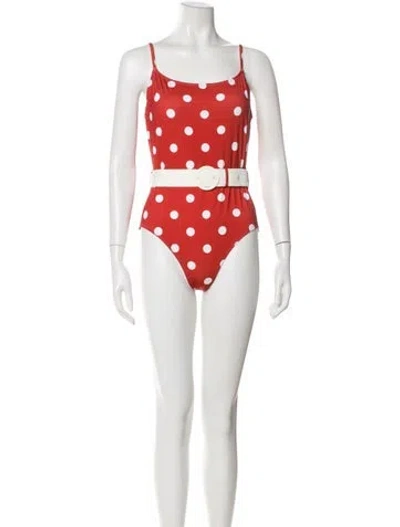 Pre-owned Solid & Striped Polka Dot Print One-piece In Brown