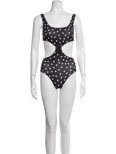 Pre-owned Solid & Striped Polka Dot Print One-piece W/ Tags In Black