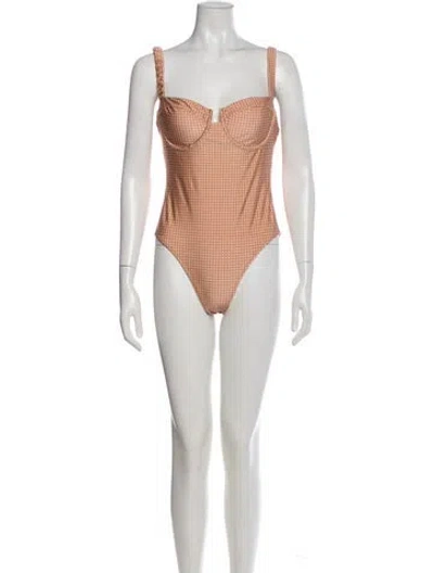 Pre-owned Solid & Striped Polka Dot Print One-piece W/ Tags In Neutral