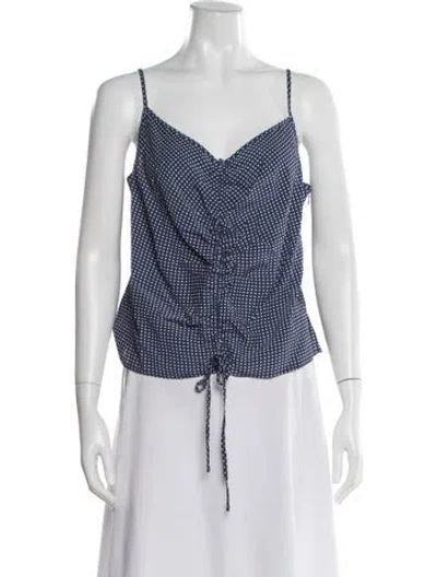 Pre-owned Solid & Striped Polka Dot Print V-neck Top W/ Tags In Black