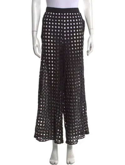 Pre-owned Solid & Striped Polka Dot Print Wide Leg Pants In Black
