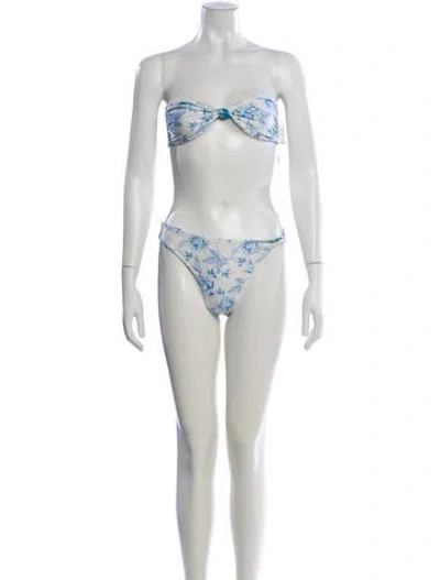 Pre-owned Solid & Striped Printed Bikini W/ Tags In Blue