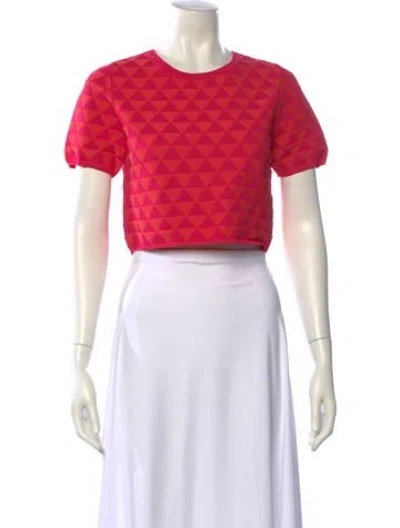 Pre-owned Solid & Striped Printed Crew Neck Crop Top W/ Tags In Pink