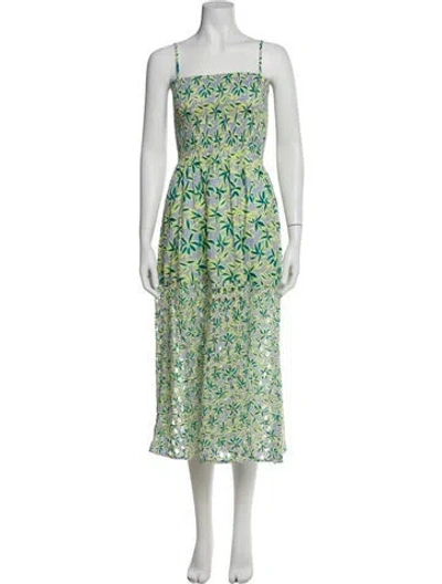 Pre-owned Solid & Striped Printed Long Dress In Blue