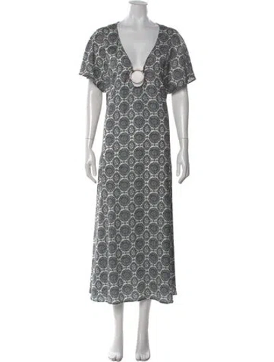 Pre-owned Solid & Striped Printed Long Dress In Multi