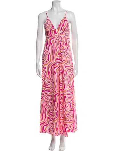 Pre-owned Solid & Striped Printed Long Dress In Pink