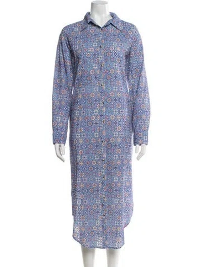 Pre-owned Solid & Striped Printed Long Dress W/ Tags In Blue