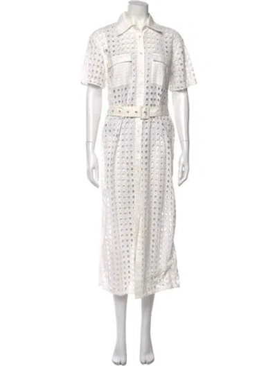 Pre-owned Solid & Striped Printed Long Dress In White
