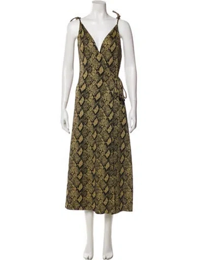 Pre-owned Solid & Striped Printed Long Dress In Yellow