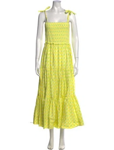 Pre-owned Solid & Striped Printed Long Dress In Yellow