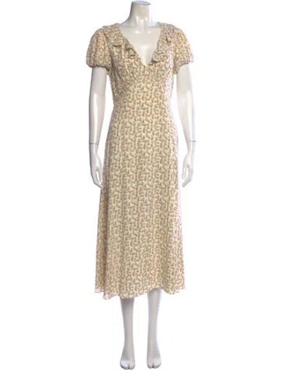 Pre-owned Solid & Striped Printed Midi Length Dress In Neutrals