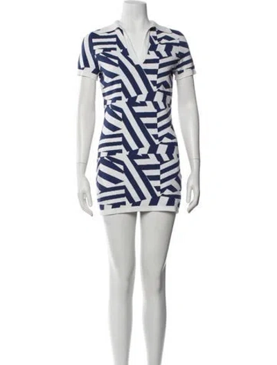 Pre-owned Solid & Striped Printed Mini Dress In Multi