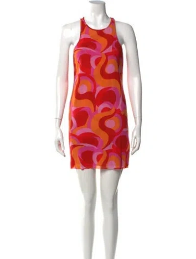 Pre-owned Solid & Striped Printed Mini Dress In Orange
