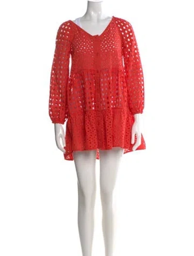 Pre-owned Solid & Striped Printed Mini Dress In Orange