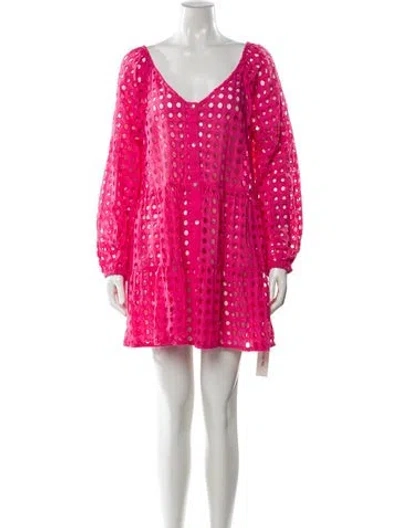 Pre-owned Solid & Striped Printed Mini Dress In Pink
