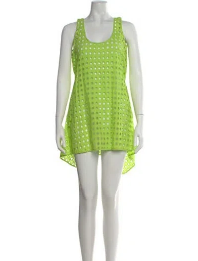 Pre-owned Solid & Striped Printed Mini Dress W/ Tags In Green