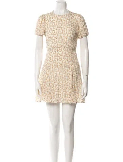 Pre-owned Solid & Striped Printed Mini Dress In White