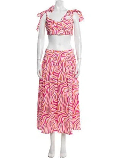 Pre-owned Solid & Striped Printed Skirt Set In Pink