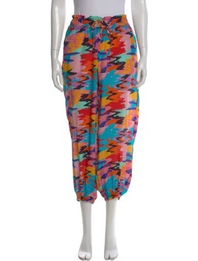 Pre-owned Solid & Striped Printed Straight Leg Pants In Multi