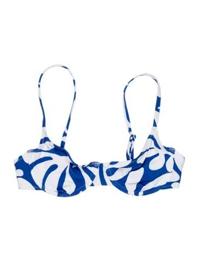 Pre-owned Solid & Striped Printed Top In Blue