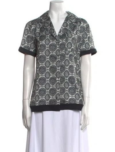 Pre-owned Solid & Striped Printed V-neck Top W/ Tags In Multi