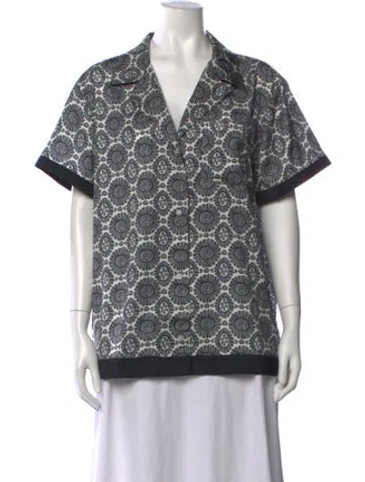 Pre-owned Solid & Striped Printed V-neck Top W/ Tags In Multicolor