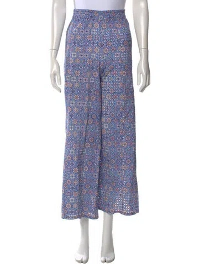 Pre-owned Solid & Striped Printed Wide Leg Pants In Blue