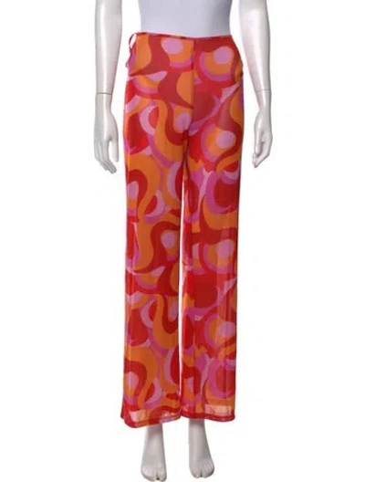 Pre-owned Solid & Striped Printed Wide Leg Pants In Multicolor