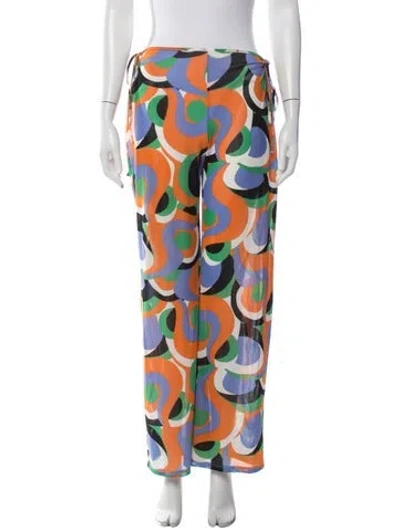 Pre-owned Solid & Striped Printed Wide Leg Pants In Orange