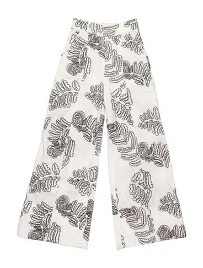 Pre-owned Solid & Striped Printed Wide Leg Pants In White