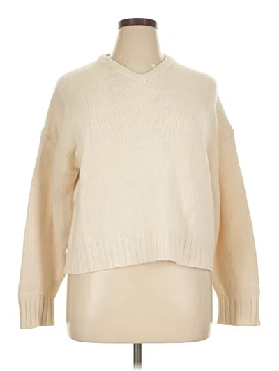Pre-owned Solid & Striped Pullover Sweater In Ivory
